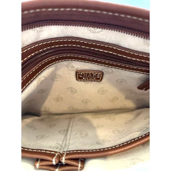 Chaps Beige & Brown Crossbody Bag With Adjustable Strap Travel Work Handbag 30” - Picture 6 of 8